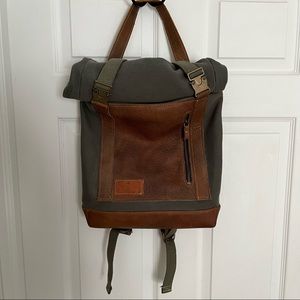 Italian Handmade Quartiere 3 Roll Up Backpack Canvas Leather